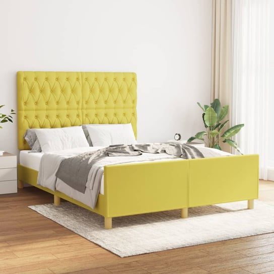 vidaXL Rama łóżka z zagłówkiem, zielona, 140x190 cm, obita tkaniną vidaXL