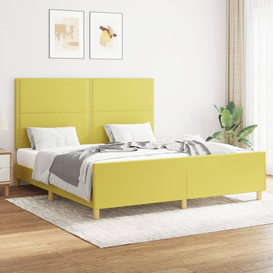 vidaXL Rama łóżka z zagłówkiem, zielona, 160 x 200 cm, obita tkaniną vidaXL