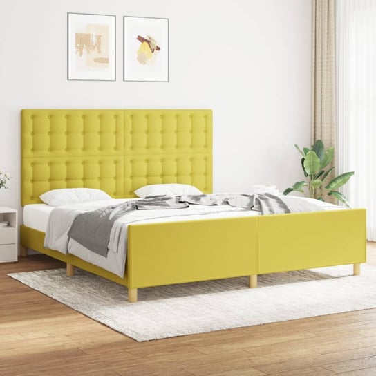 vidaXL Rama łóżka z zagłówkiem, zielona, 180x200 cm, obita tkaniną vidaXL