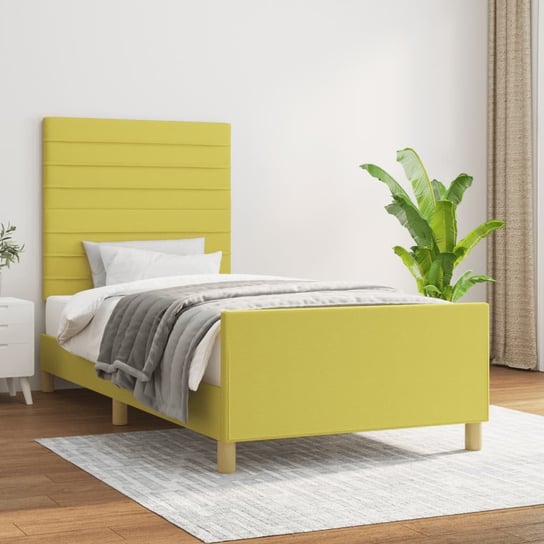 vidaXL Rama łóżka z zagłówkiem, zielona, 90x200 cm, obita tkaniną vidaXL