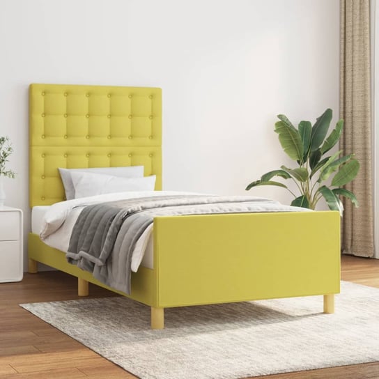 vidaXL Rama łóżka z zagłówkiem, zielona, 90x200 cm, obita tkaniną vidaXL