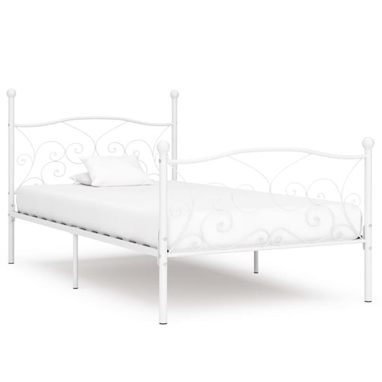 vidaXL Rama łóżka ze stelażem z listw, biała, metalowa, 100 x 200 cm vidaXL