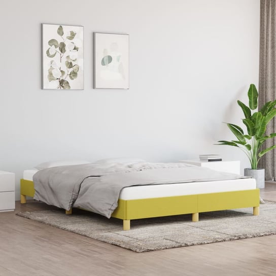 vidaXL Rama łóżka, zielona, 140x190 cm, obita tkaniną vidaXL