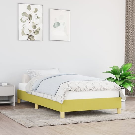 vidaXL Rama łóżka, zielona, 90x190 cm, obita tkaniną vidaXL