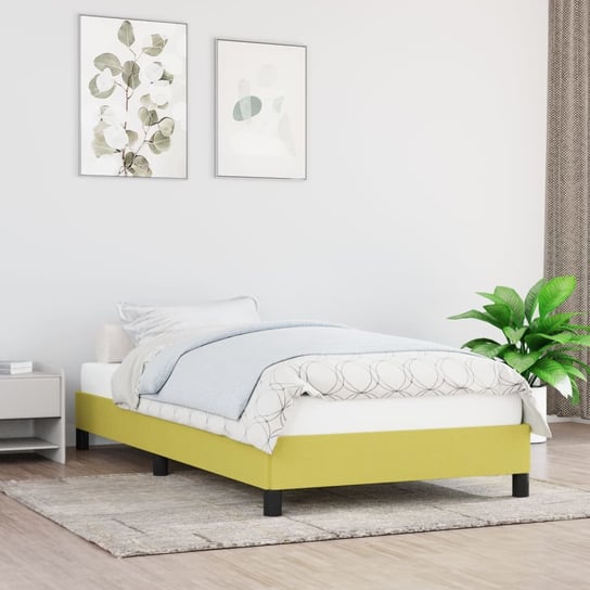 vidaXL Rama łóżka, zielona, 90x190 cm, obita tkaniną vidaXL