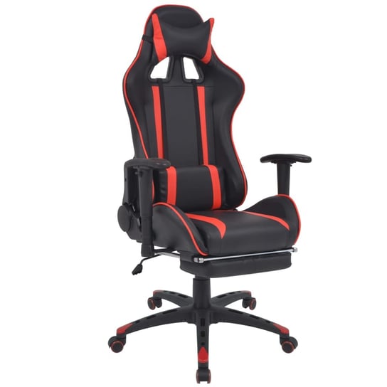 vidaXL Regulowane krzesło biurowe z podnóżkiem, czerwone vidaXL