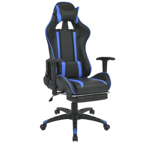 vidaXL Regulowane krzesło biurowe z podnóżkiem, niebieskie vidaXL