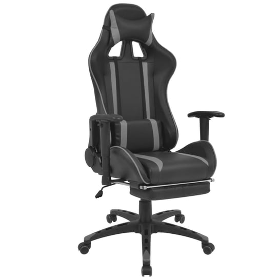 vidaXL Regulowane krzesło biurowe z podnóżkiem, szare vidaXL