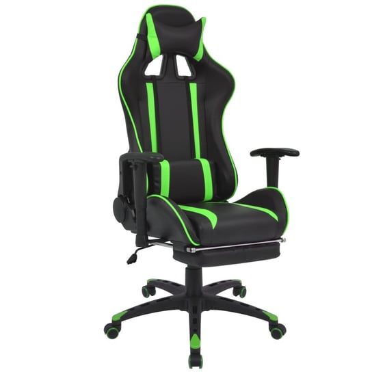 vidaXL Regulowane krzesło biurowe z podnóżkiem, zielone vidaXL