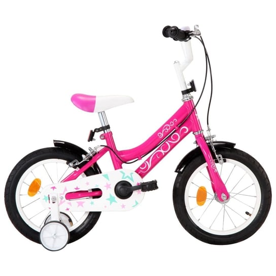 VidaXL Rower dla dzieci, 14 cali, czarno-różowy vidaXL