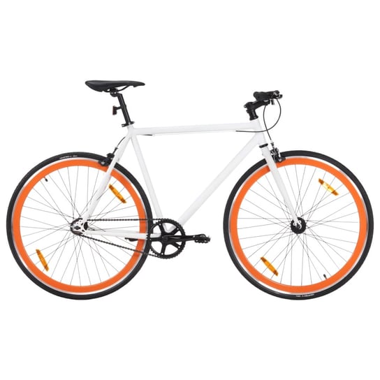 vidaXL Rower single speed, biało-pomarańczowy, 700c, 59 cm vidaXL