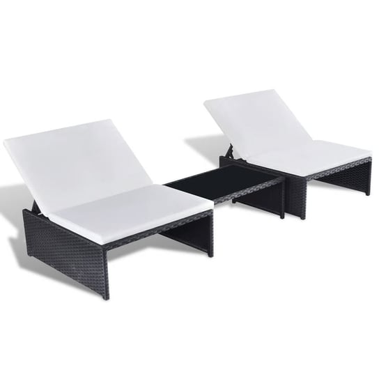 vidaXL Rozkładane fotele ogrodowe ze stolikiem, 2 szt., czarne vidaXL