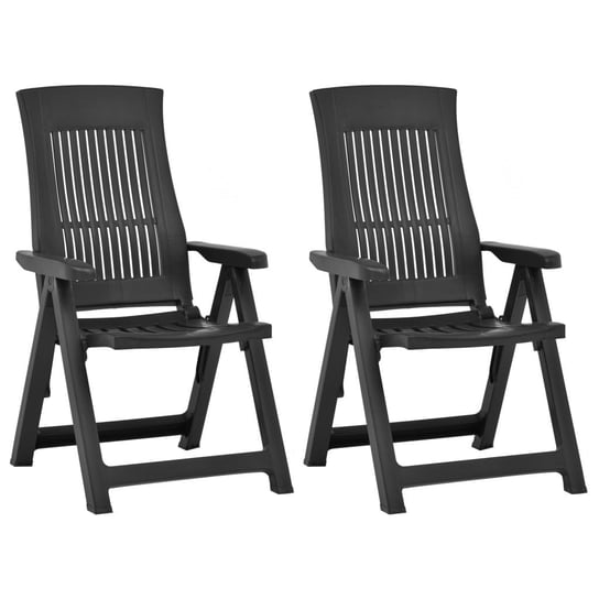 vidaXL Rozkładane krzesła do ogrodu, 2 szt., plastikowe, antracytowe vidaXL