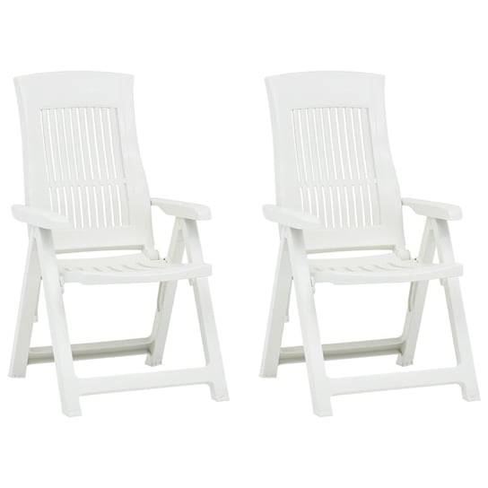 vidaXL Rozkładane krzesła do ogrodu, 2 szt., plastikowe, białe vidaXL