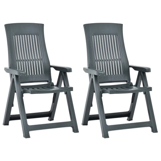 vidaXL Rozkładane krzesła do ogrodu, 2 szt., plastikowe, zielone vidaXL