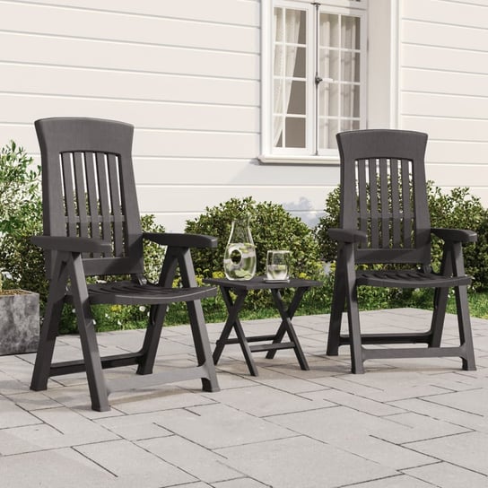vidaXL Rozkładane krzesła ogrodowe, 2 szt., antracytowe, PP vidaXL