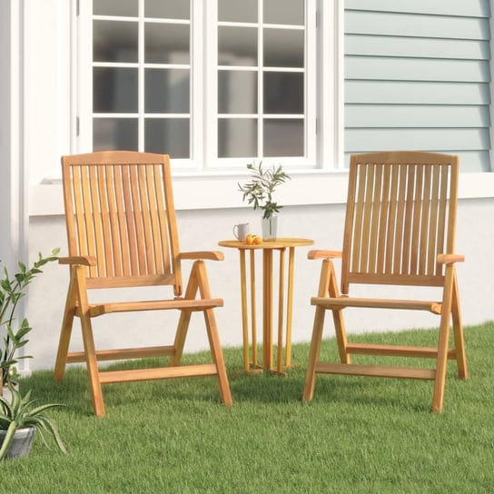 vidaXL Rozkładane krzesła ogrodowe, 2 szt., lite drewno tekowe vidaXL