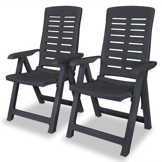vidaXL Rozkładane krzesła ogrodowe, 2 szt., plastikowe, antracytowe vidaXL