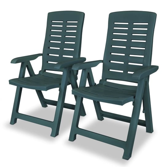 vidaXL Rozkładane krzesła ogrodowe, 2 szt., plastikowe, zielone vidaXL