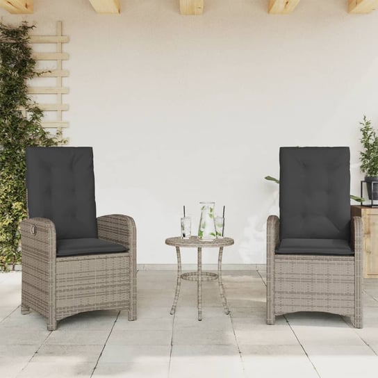 vidaXL Rozkładane krzesła ogrodowe, 2 szt., poduszki, szare, rattan PE vidaXL