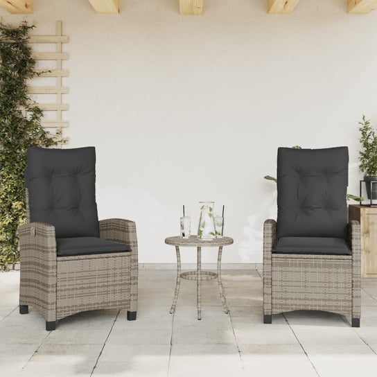 vidaXL Rozkładane krzesła ogrodowe, 2 szt., poduszki, szary rattan PE vidaXL