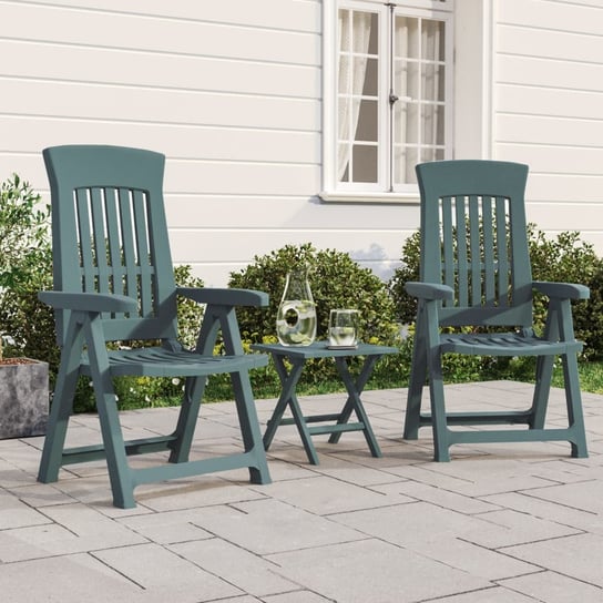 vidaXL Rozkładane krzesła ogrodowe, 2 szt., zielone, PP vidaXL