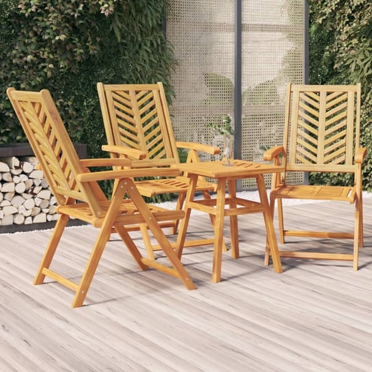 vidaXL Rozkładane krzesła ogrodowe, 3 szt., lite drewno akacjowe vidaXL