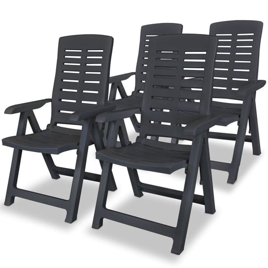 vidaXL Rozkładane krzesła ogrodowe, 4 szt., plastikowe, antracytowe vidaXL