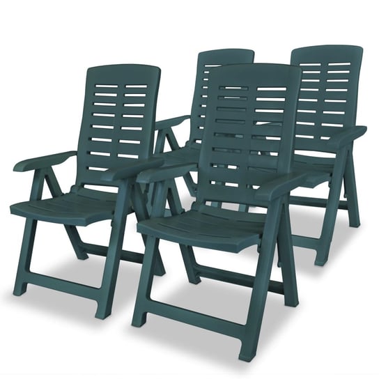 vidaXL Rozkładane krzesła ogrodowe, 4 szt., plastikowe, zielone vidaXL