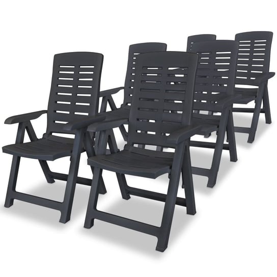 vidaXL Rozkładane krzesła ogrodowe, 6 szt., plastikowe, antracytowe vidaXL