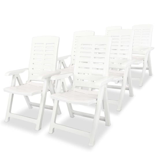 vidaXL Rozkładane krzesła ogrodowe, 6 szt., plastikowe, białe vidaXL