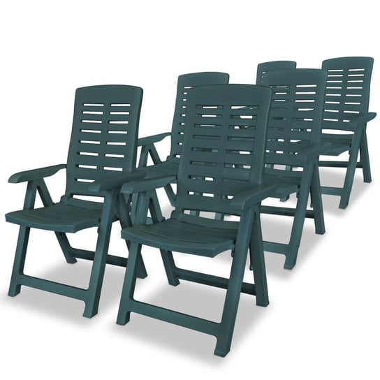 vidaXL Rozkładane krzesła ogrodowe, 6 szt., plastikowe, zielone vidaXL