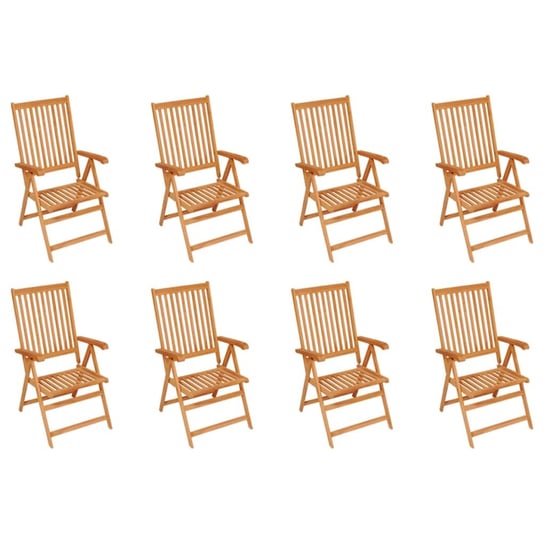 vidaXL Rozkładane krzesła ogrodowe, 8 szt., lite drewno tekowe vidaXL