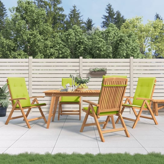 vidaXL Rozkładane krzesła ogrodowe z poduszkami, 4 szt., drewno tekowe vidaXL