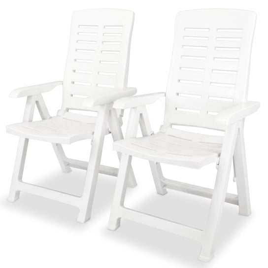 vidaXL Rozkładane krzesło ogrodowe, 2 szt., plastikowe, białe vidaXL