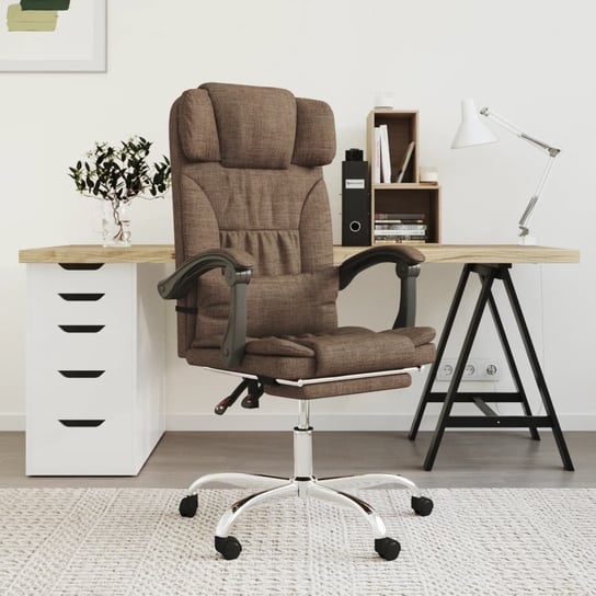 Vidaxl rozkładane, masujące krzesło biurowe, brązowe, obite tkaniną vidaXL