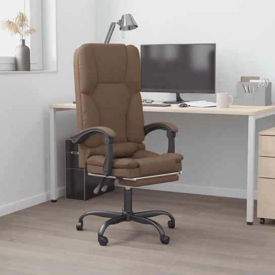 Vidaxl rozkładane, masujące krzesło biurowe, brązowe, obite tkaniną vidaXL