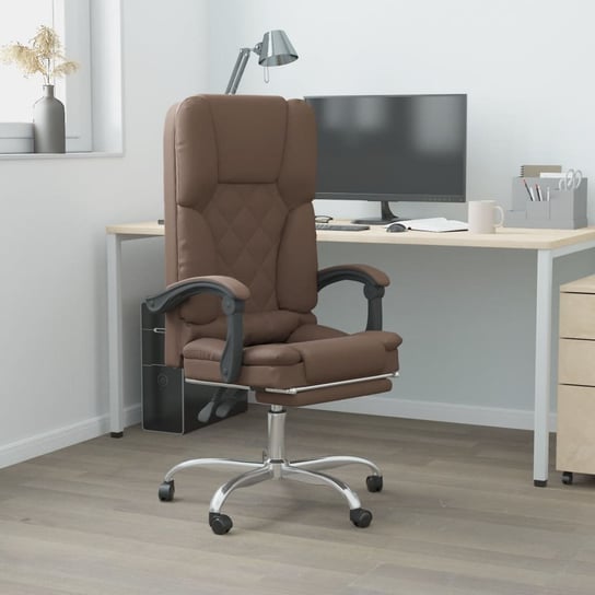 Vidaxl rozkładane, masujące krzesło biurowe, brązowe, sztuczna skóra vidaXL