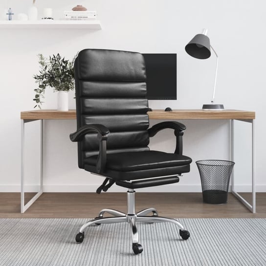 Vidaxl rozkładane, masujące krzesło biurowe, czarne, sztuczna skóra vidaXL