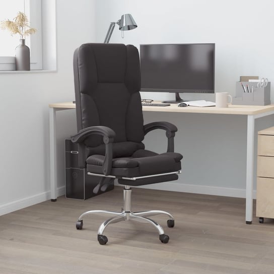 Vidaxl rozkładane, masujące krzesło biurowe, czarne, sztuczna skóra vidaXL