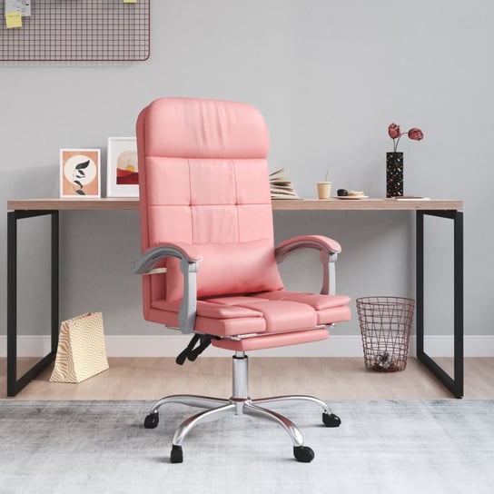 Vidaxl rozkładane, masujące krzesło biurowe, różowe, sztuczna skóra vidaXL