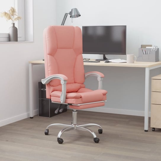 Vidaxl rozkładane, masujące krzesło biurowe, różowe, sztuczna skóra vidaXL