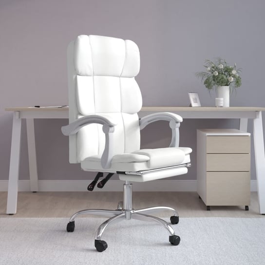 Vidaxl rozkładany fotel biurowy, biały, sztuczna skóra vidaXL