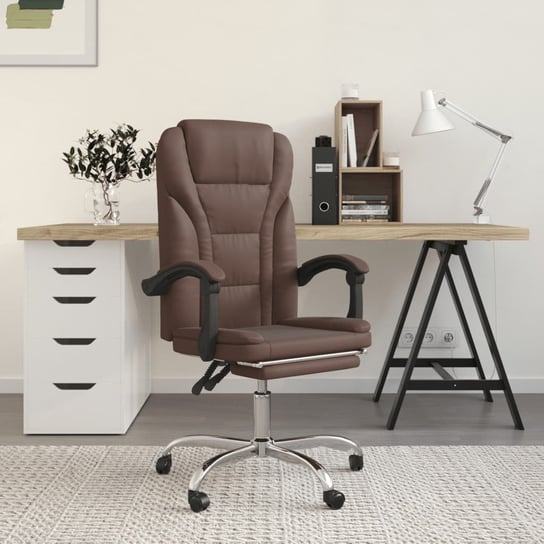 Vidaxl rozkładany fotel biurowy, brązowy, sztuczna skóra vidaXL