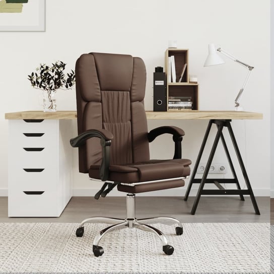 Vidaxl rozkładany fotel biurowy, brązowy, sztuczna skóra vidaXL