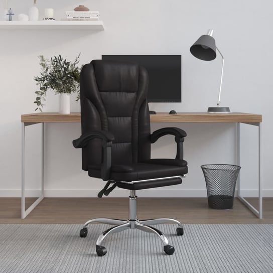 Vidaxl rozkładany fotel biurowy, czarny, sztuczna skóra vidaXL
