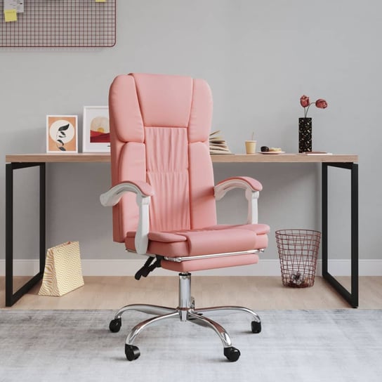 Vidaxl rozkładany fotel biurowy, różowy, sztuczna skóra vidaXL
