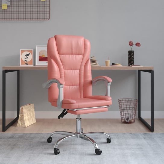 Vidaxl rozkładany fotel biurowy, różowy, sztuczna skóra vidaXL