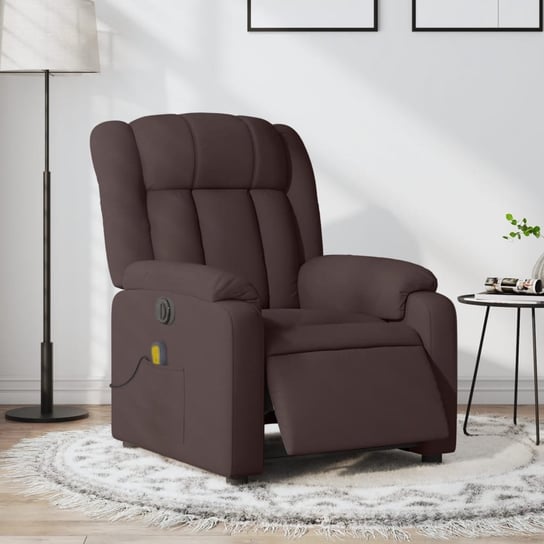 vidaXL Rozkładany fotel masujący, elektryczny, ciemny brąz, tkanina vidaXL