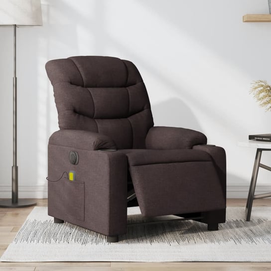 vidaXL Rozkładany fotel masujący, elektryczny, ciemny brąz, tkanina vidaXL